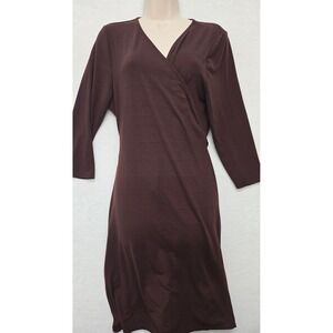 LuLaRoe Womens Large Wrap Dress Brown 3/4 Sleeve V Neck‎ Casual Comfortable